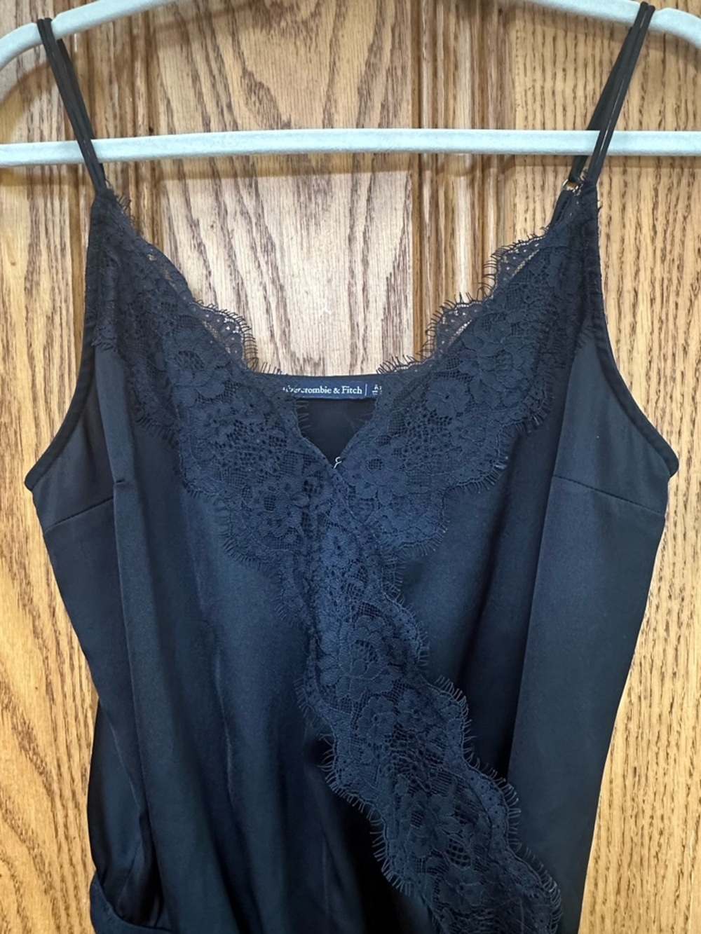 Abercrombie & Fitch Black Lace-Trim Silk Cami Bodysuit size Medium - Picture 3 of 6
